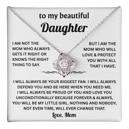 To My Beautiful Daughter - I Will Always Be Your Biggest Fan - Love Knot Necklace