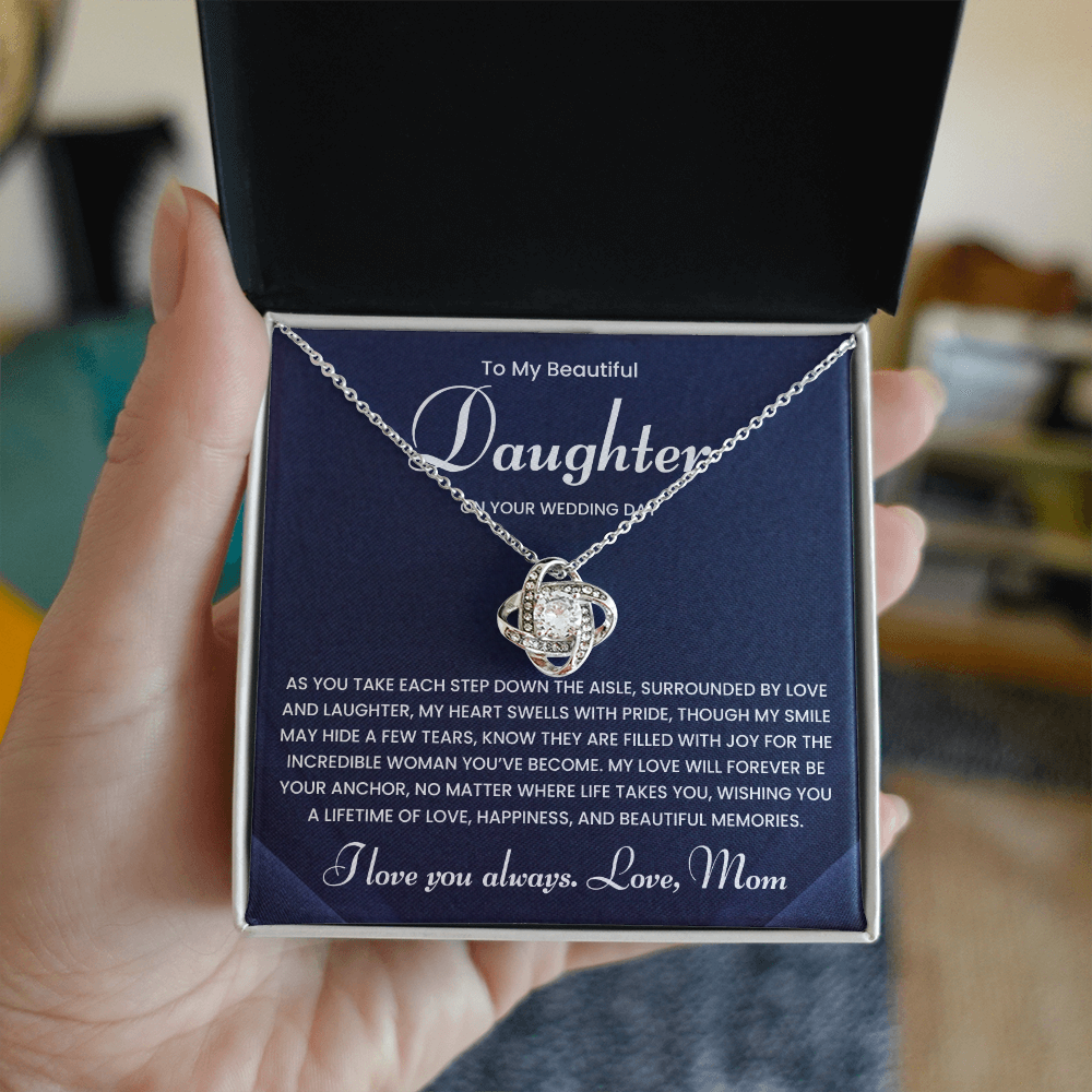 To My Daughter Necklace On Her Wedding Day, Bride Gift From Mom
