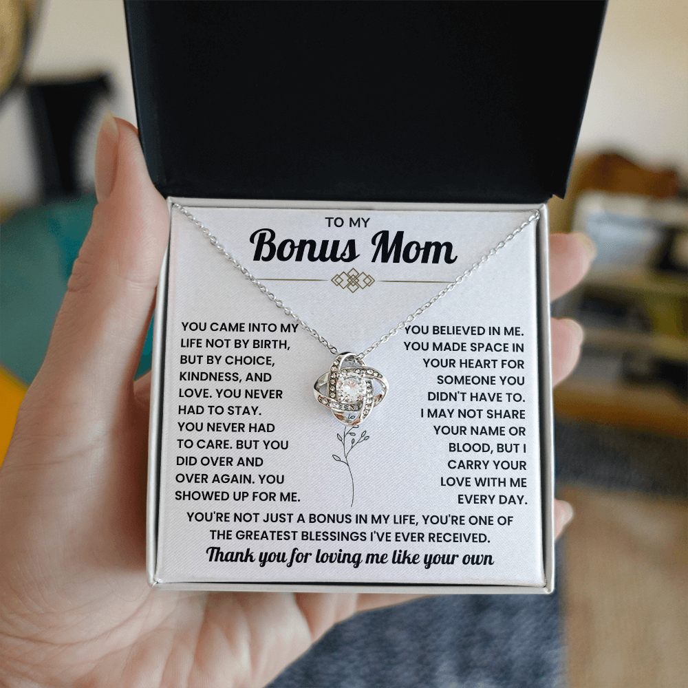 To My Bonus Mom Necklace, Mother in Law Jewelry With Message Card and Gift Box