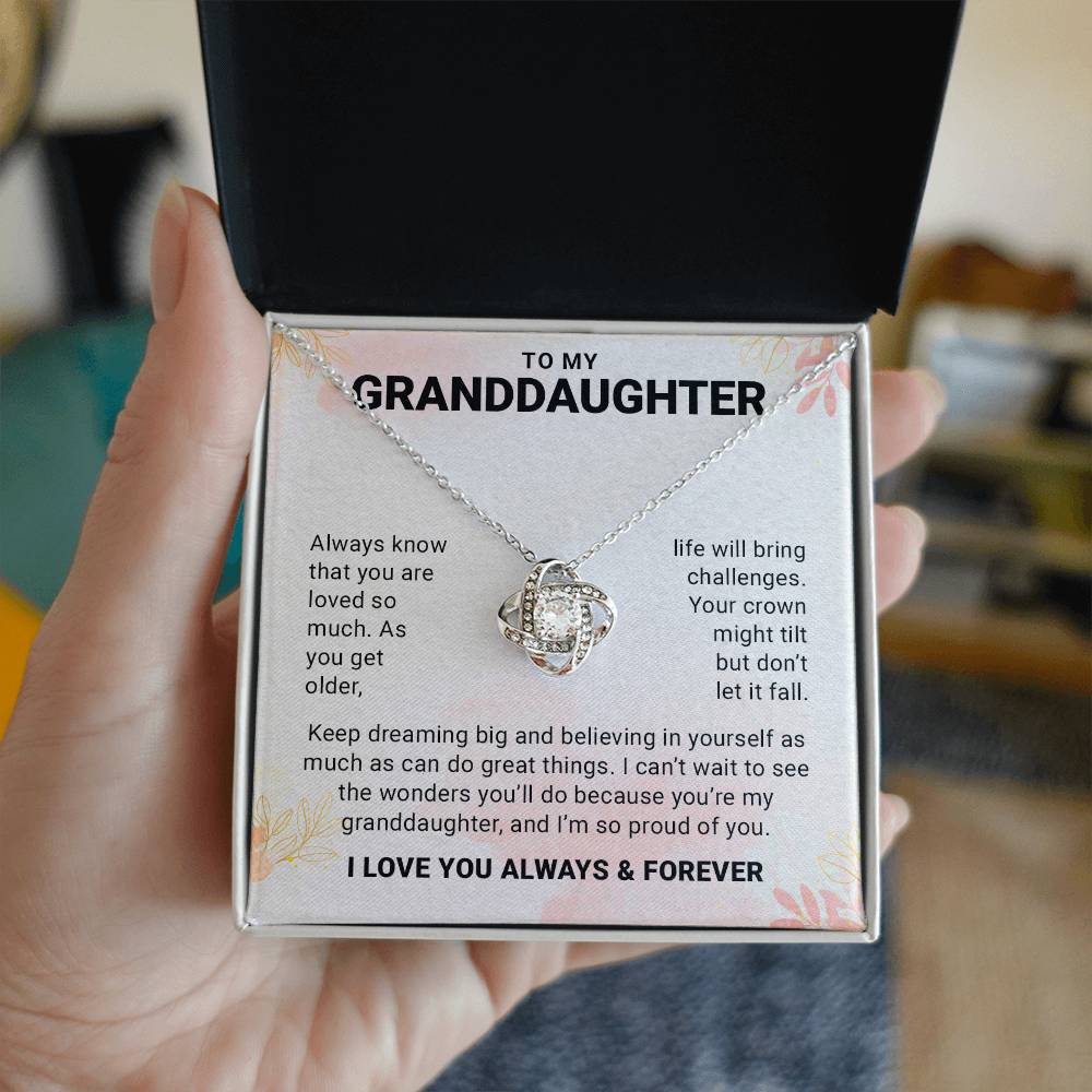 To My Granddaughter, Love Knot Necklace Gift From Grandpa or Grandpa