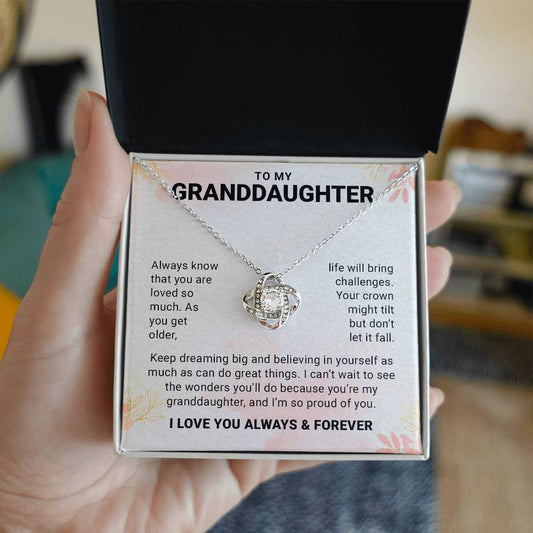 To My Granddaughter, Love Knot Necklace Gift From Grandpa or Grandpa