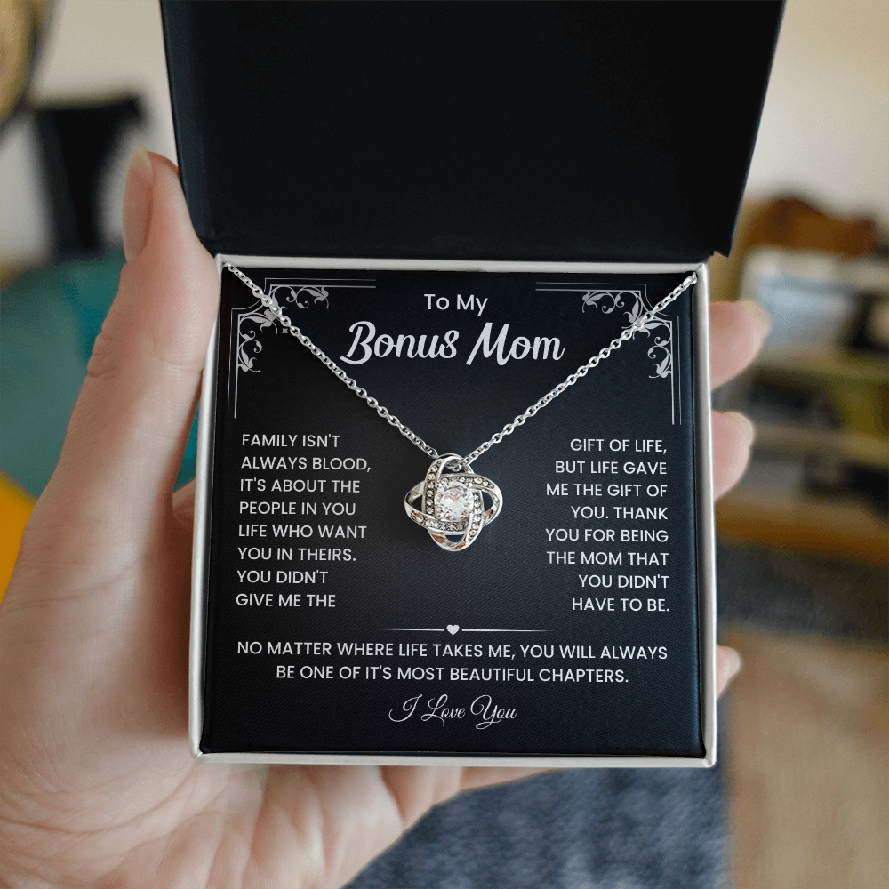 To My Bonus Mom Necklace, Stepmom Birthday Gifts With a Message Card