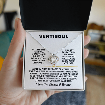 SENTISOUL - To My Daughter | You Are the Best Gift in My Life | Love Knot Necklace