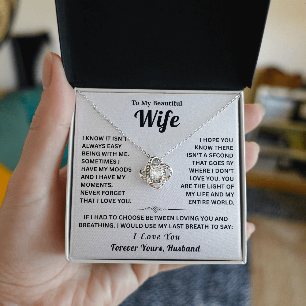 Love Knot Necklace for Women With Gift Box, I Love You Necklace for Wife on Valentine's Day