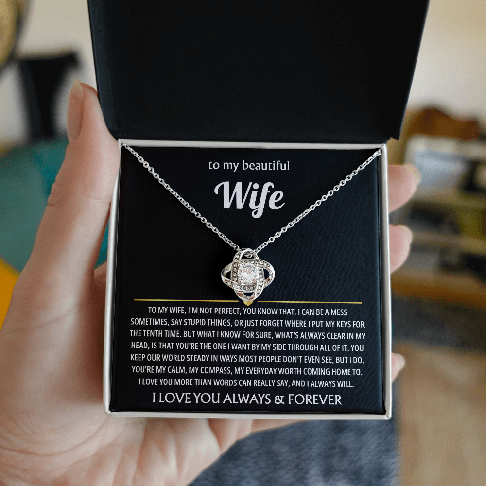 Best Present for Wife - The Day I Met You, My Life Changed - Love Knot Necklace