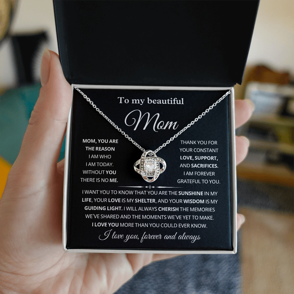 To My Mom Necklace With Message Card, Mothers Day Gift From Son Daughter
