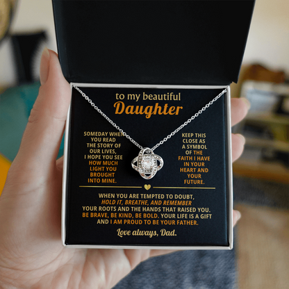 To My Beautiful Daughter Gift From Dad - Love Knot Necklace