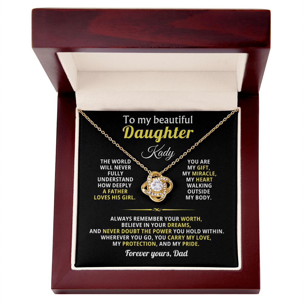 To My Beautiful Daughter Necklace Gift For Her With Heartfelt Message card