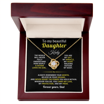To My Beautiful Daughter Necklace Gift For Her With Heartfelt Message card