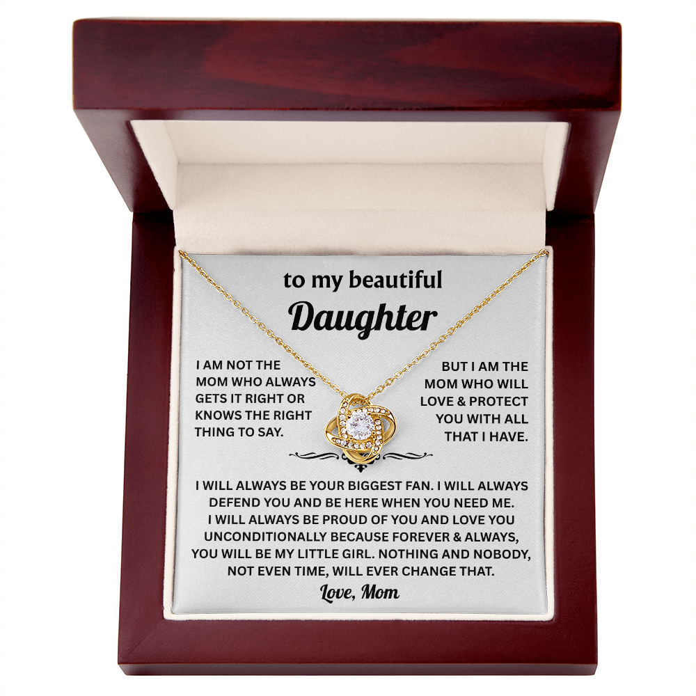 To My Beautiful Daughter - I Will Always Be Your Biggest Fan - Love Knot Necklace