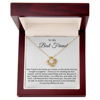 To My Best Friend Love Knot Necklace With Heartfelt Message Card