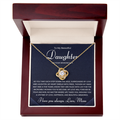 To My Daughter Necklace On Her Wedding Day, Bride Gift From Mom