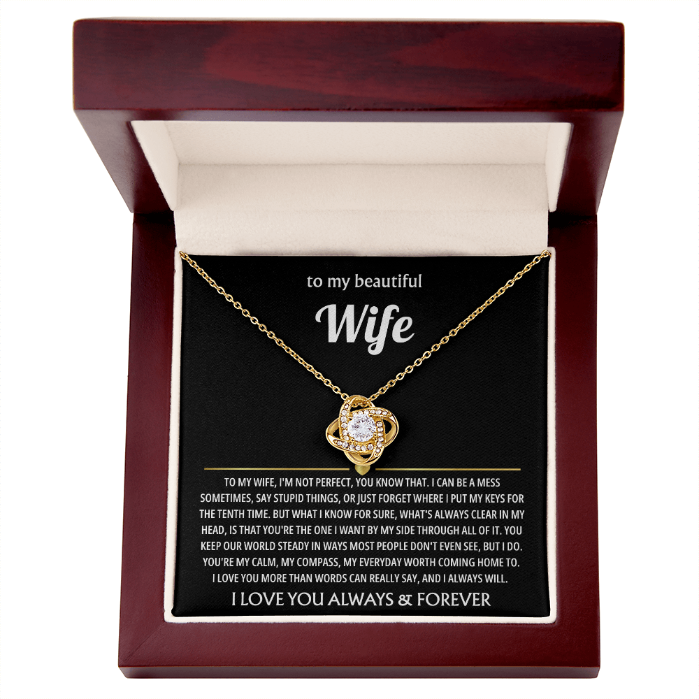 Best Present for Wife - The Day I Met You, My Life Changed - Love Knot Necklace