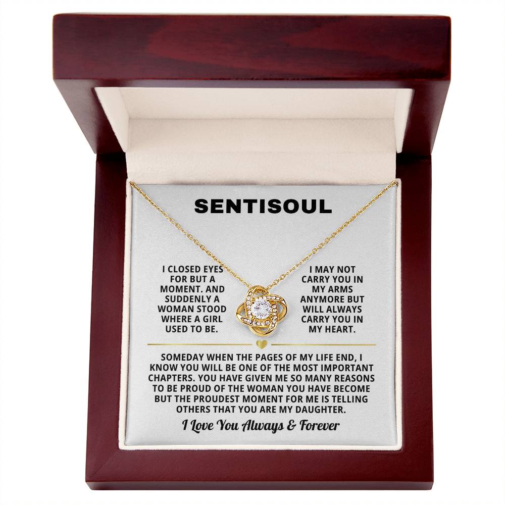 SENTISOUL - To My Daughter | You Are the Best Gift in My Life | Love Knot Necklace