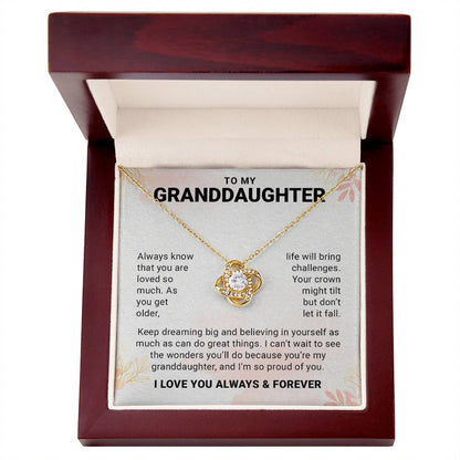 To My Granddaughter, Love Knot Necklace Gift From Grandpa or Grandpa