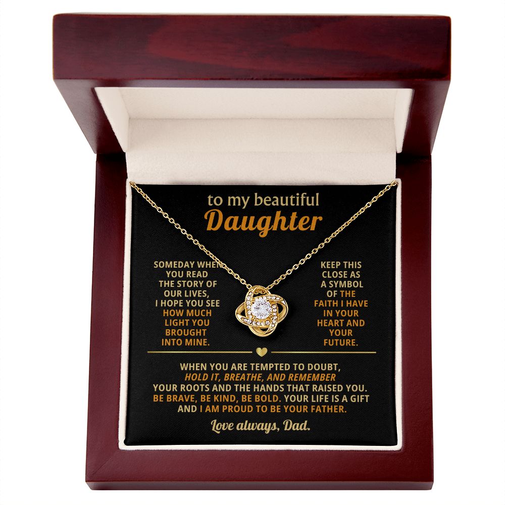 To My Beautiful Daughter Gift From Dad - Love Knot Necklace