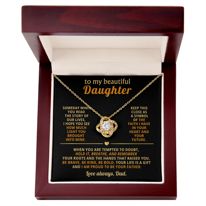 To My Beautiful Daughter Gift From Dad - Love Knot Necklace