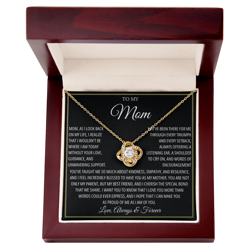 To My Caring Mom - I Love You Mom - Love Knot Necklace