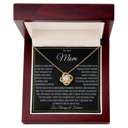 To My Caring Mom - I Love You Mom - Love Knot Necklace