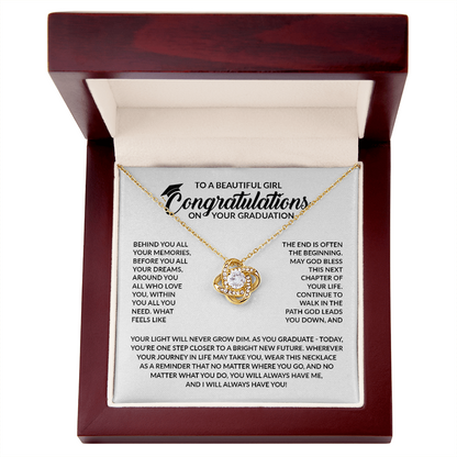 To My Daughter Graduation Gift 2026 | Meaningful "Go Confidently" Love Knot Necklace
