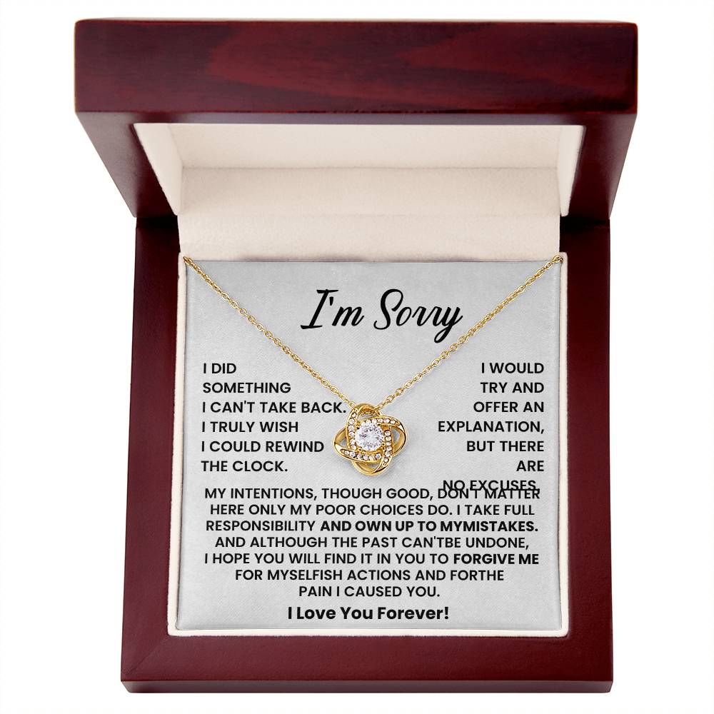 I'm Sorry Gifts For Her - Love Knot with Necklace Heartfelt Message Card & Gift Box