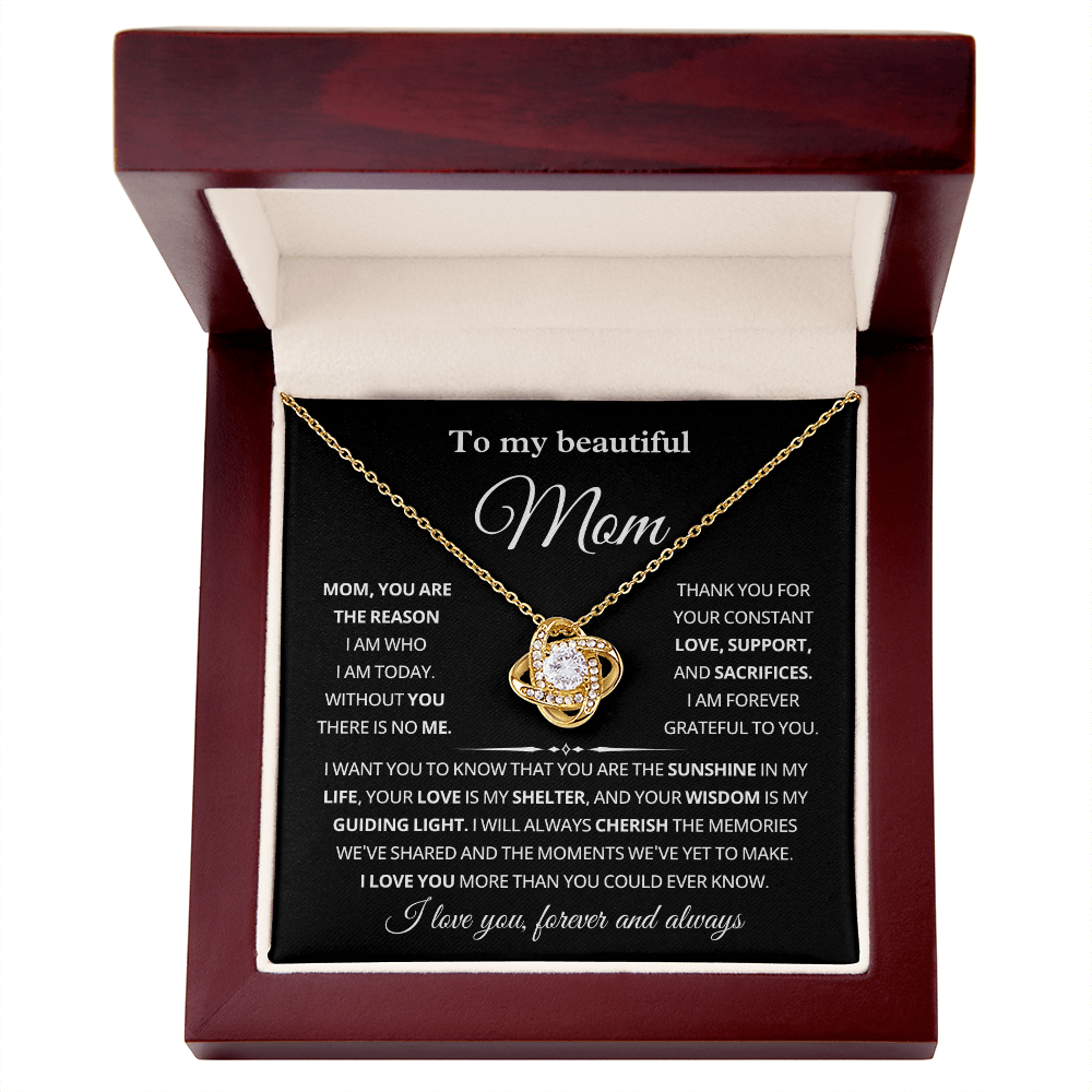 To My Mom Necklace With Message Card, Mothers Day Gift From Son Daughter