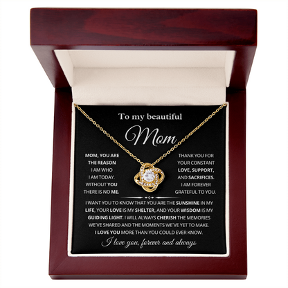 To My Mom Necklace With Message Card, Mothers Day Gift From Son Daughter