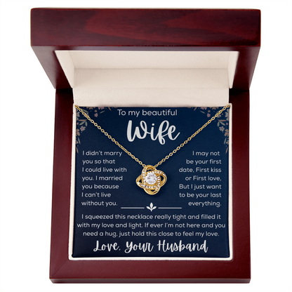 To My Wife Necklace Gift for Wife Anniversary Birthday Message Card Jewelry - Romantic Gift from Husband to Wife - Love Knot Necklace