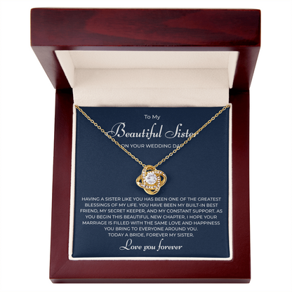 To My Sister Necklace – On Her Wedding Day Gift