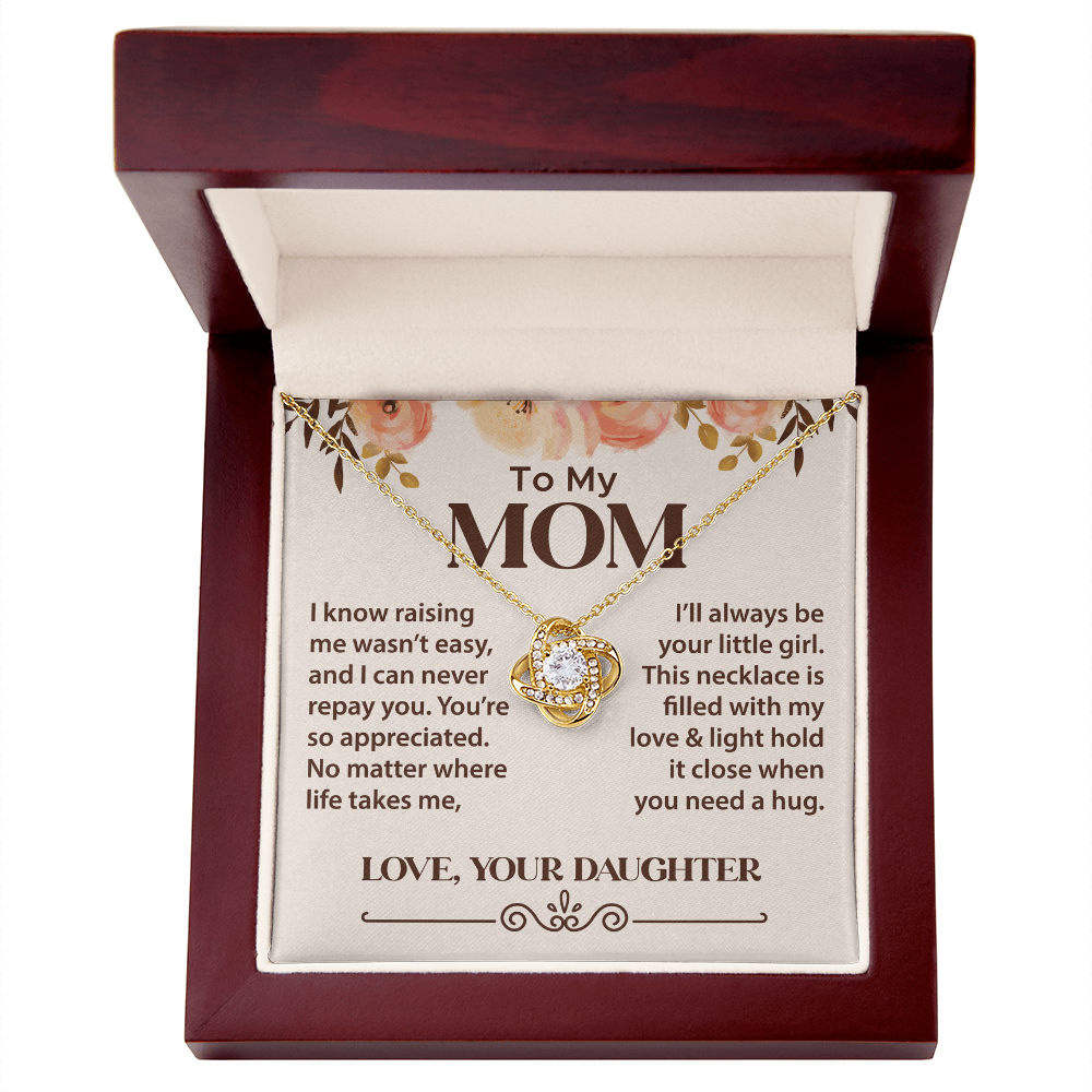 To My Mom - I Love You Always and Forever - Love Knot Necklace