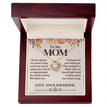 To My Mom - I Love You Always and Forever - Love Knot Necklace