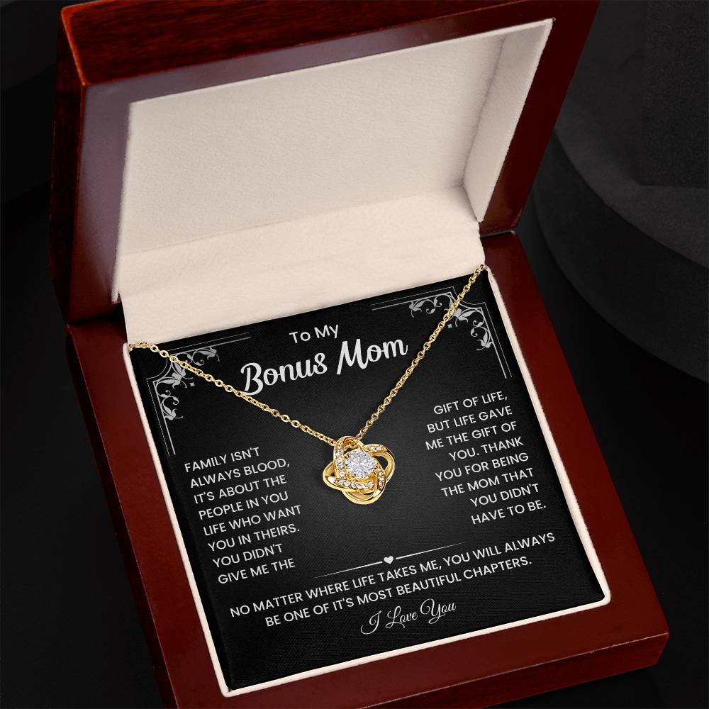To My Bonus Mom Necklace, Stepmom Birthday Gifts With a Message Card