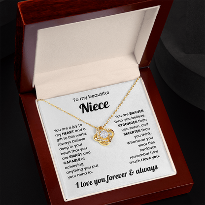 To My Niece Love Knot Necklace – Sentimental Gift for Niece