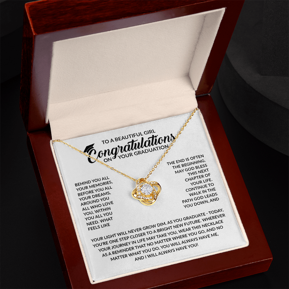 To My Daughter Graduation Gift 2026 | Meaningful "Go Confidently" Love Knot Necklace
