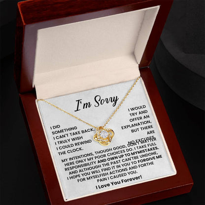 I'm Sorry Gifts For Her - Love Knot with Necklace Heartfelt Message Card & Gift Box