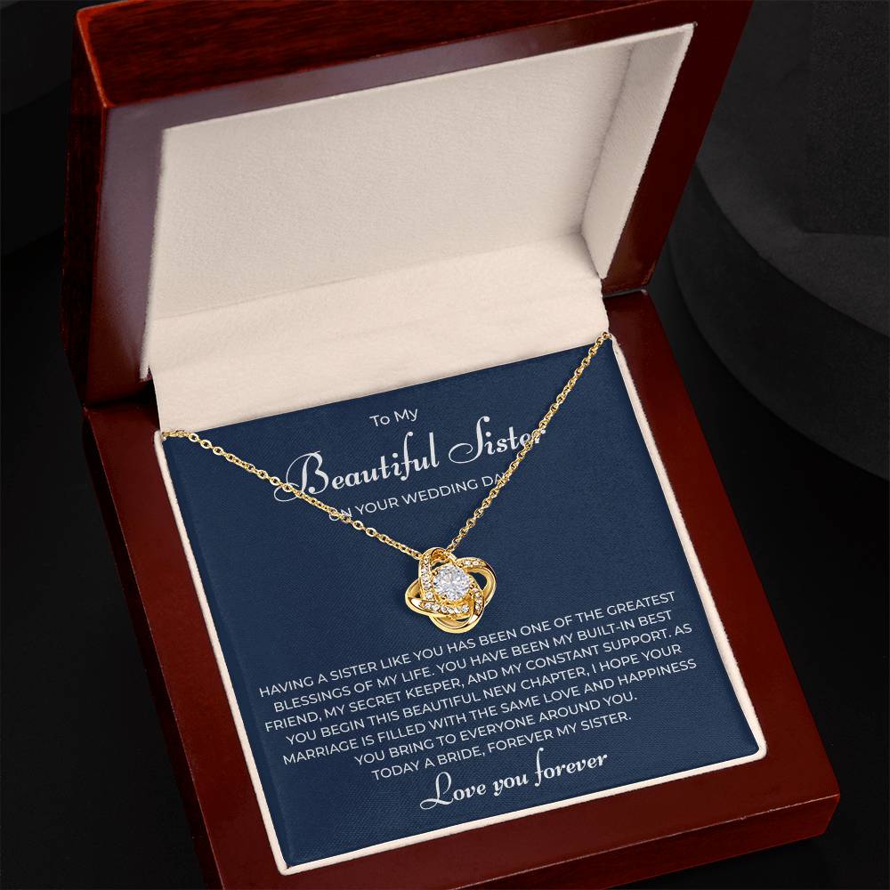 To My Sister Necklace – On Her Wedding Day Gift