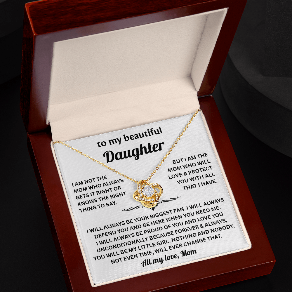To My Beautiful Daughter Gifts From Mom - Love Knot Necklace