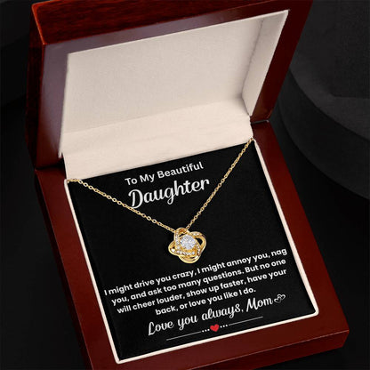Gift for Beautiful Daughter - I Am So Lucky to Have You in My Life - Love Knot Necklace