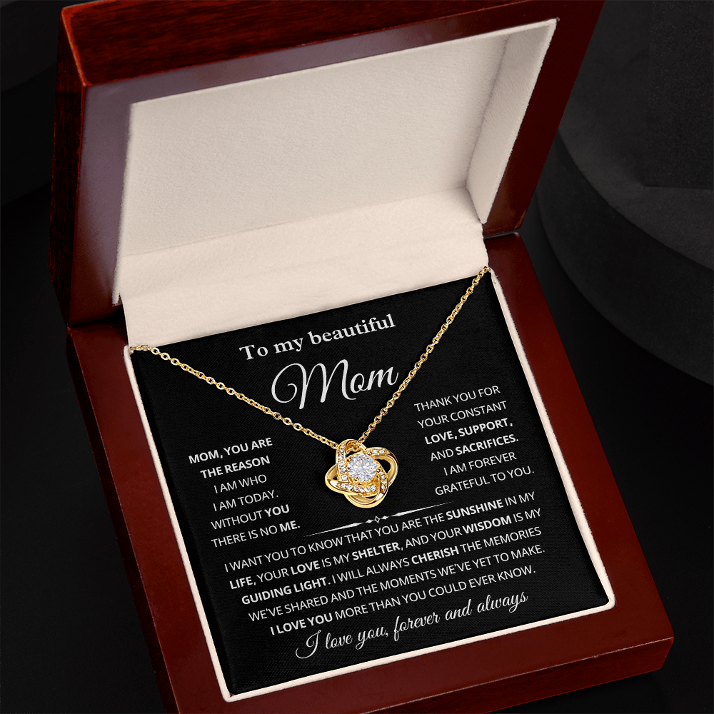 To My Mom Necklace With Message Card, Mothers Day Gift From Son Daughter
