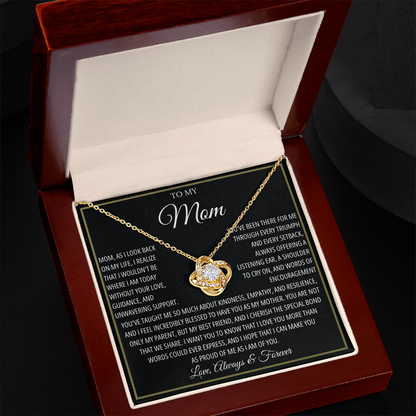 To My Caring Mom - I Love You Mom - Love Knot Necklace