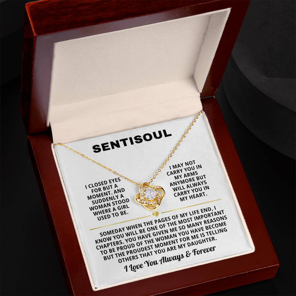 SENTISOUL - To My Daughter | You Are the Best Gift in My Life | Love Knot Necklace