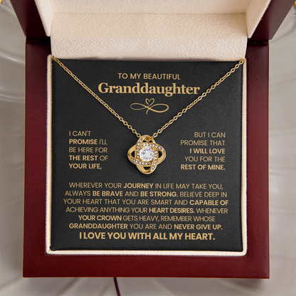 To My Beautiful Granddaughter - I Am Proud of You - Love Knot Necklace