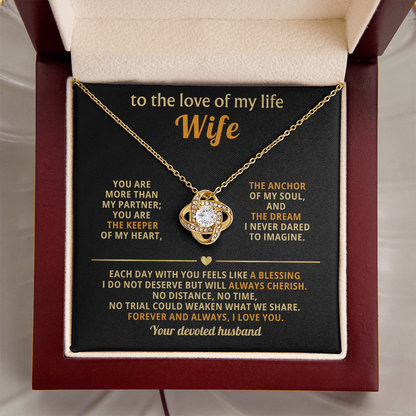 To My Wife - I Love You More Than Words Can Express - Love Knot Necklace