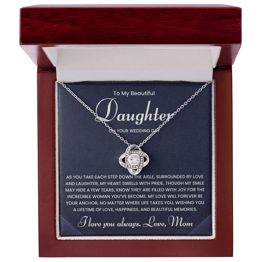 To My Daughter Necklace On Her Wedding Day, Bride Gift From Mom