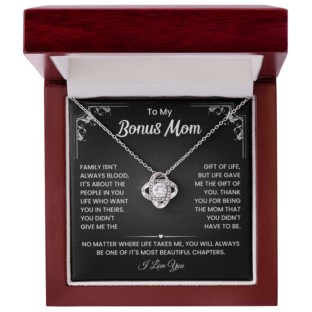 To My Bonus Mom Necklace, Stepmom Birthday Gifts With a Message Card
