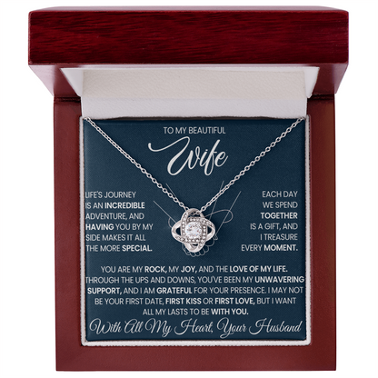 To My Wife - I Love You Forever & Always - Love Knot Necklace