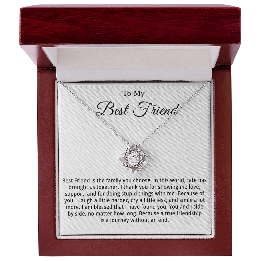 To My Best Friend Love Knot Necklace With Heartfelt Message Card