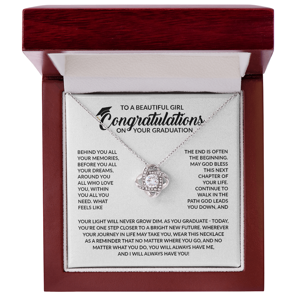 To My Daughter Graduation Gift 2026 | Meaningful "Go Confidently" Love Knot Necklace