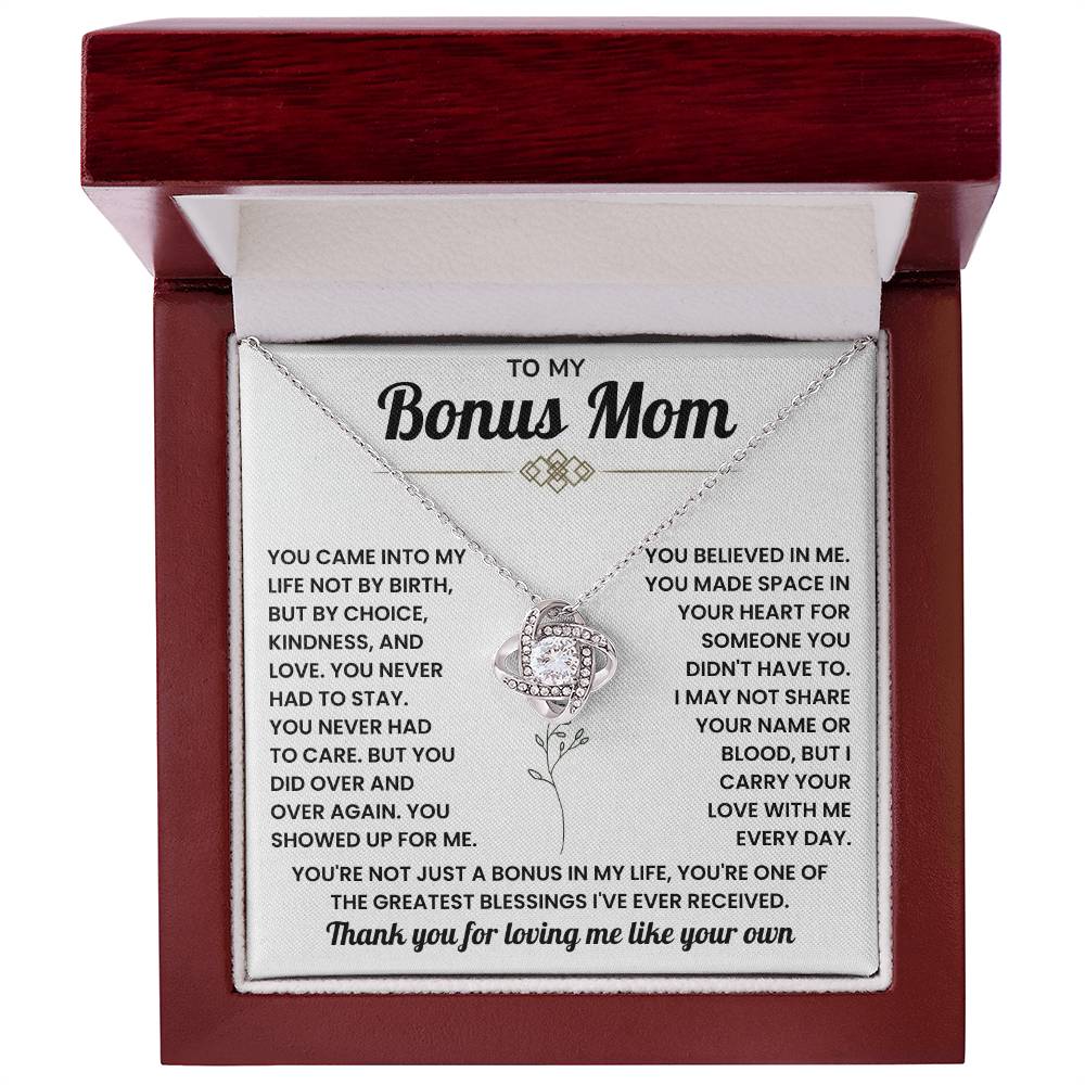 To My Bonus Mom Necklace, Mother in Law Jewelry With Message Card and Gift Box