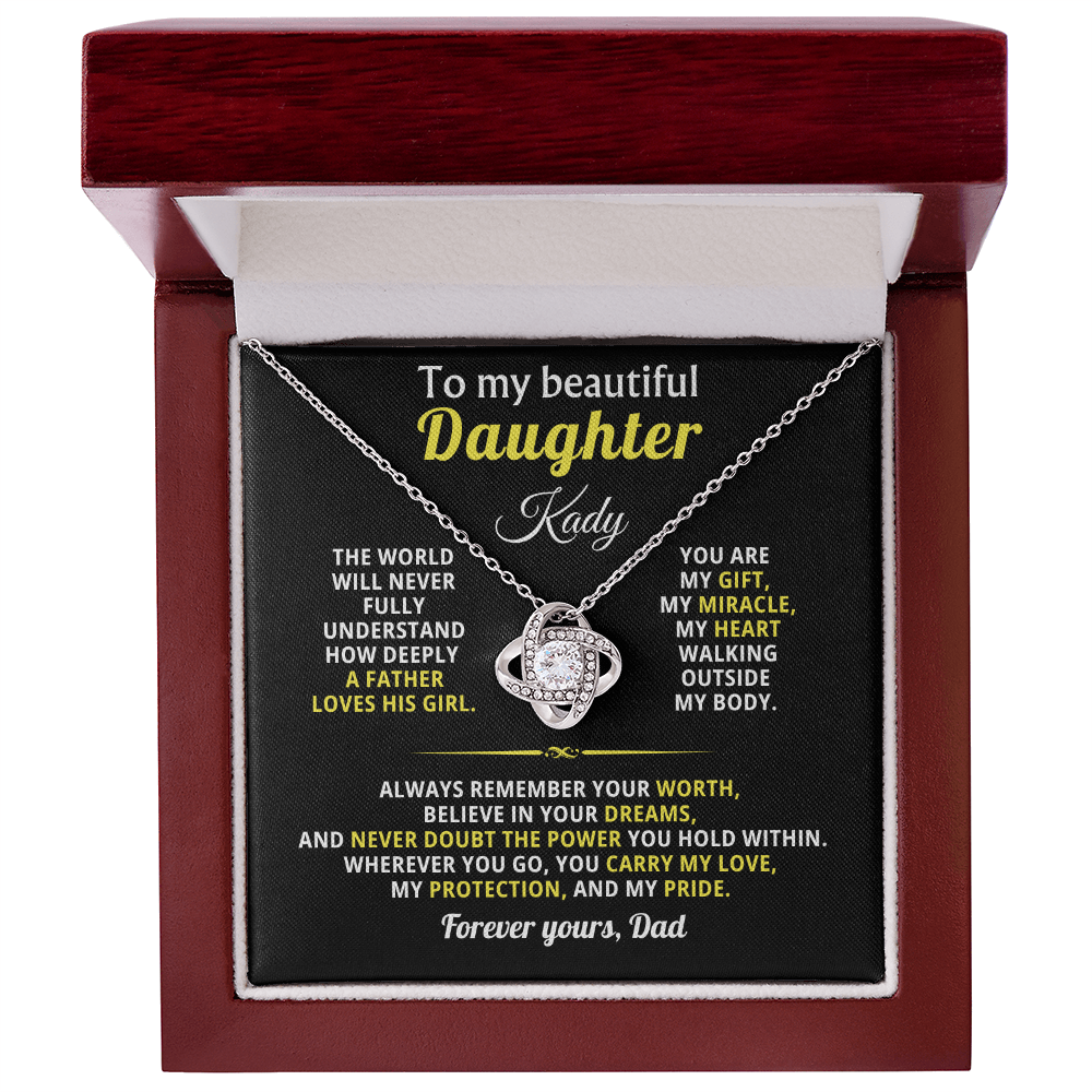To My Beautiful Daughter Necklace Gift For Her With Heartfelt Message card